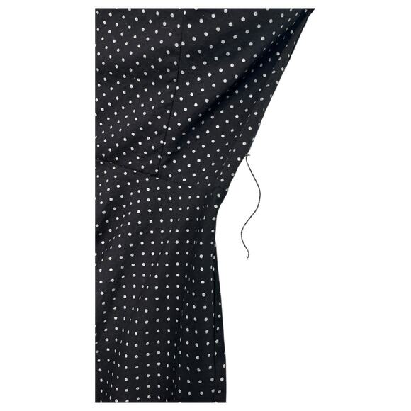 VTG Pinup Dress Womens Medium Black Polka Dot Black Fit Flare Strapless Retro - Picture 11 of 14